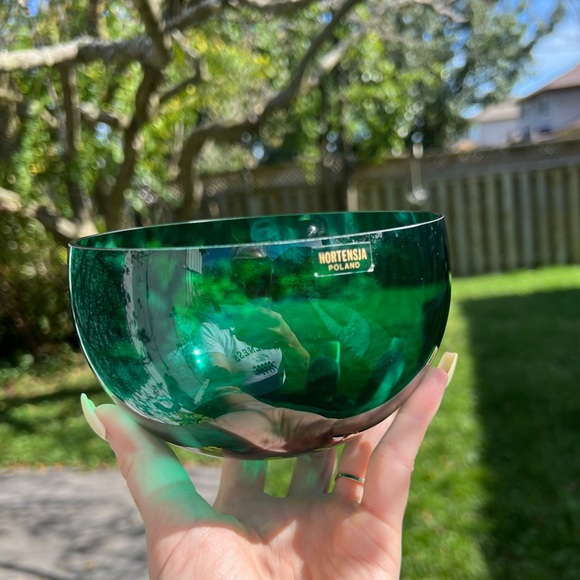 Set of 4 Vintage Green glass bowls, Hortensja Poland, rare find! - Picture 8 of 12